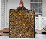Cocoa Beans Tribal Polynesian Pattern Background Premium Quilt