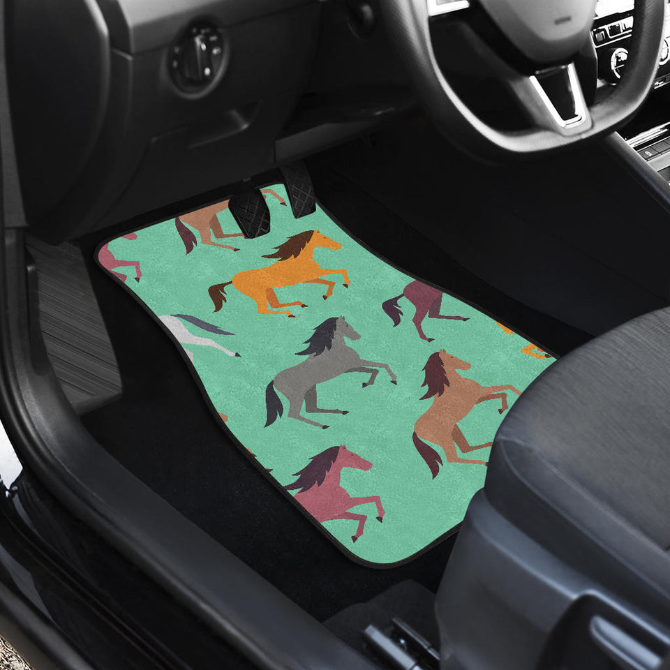 Colorful Horses Pattern Front And Back Car Mats