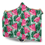 Watermelons Tropical Palm Leaves Pattern Hooded Blanket