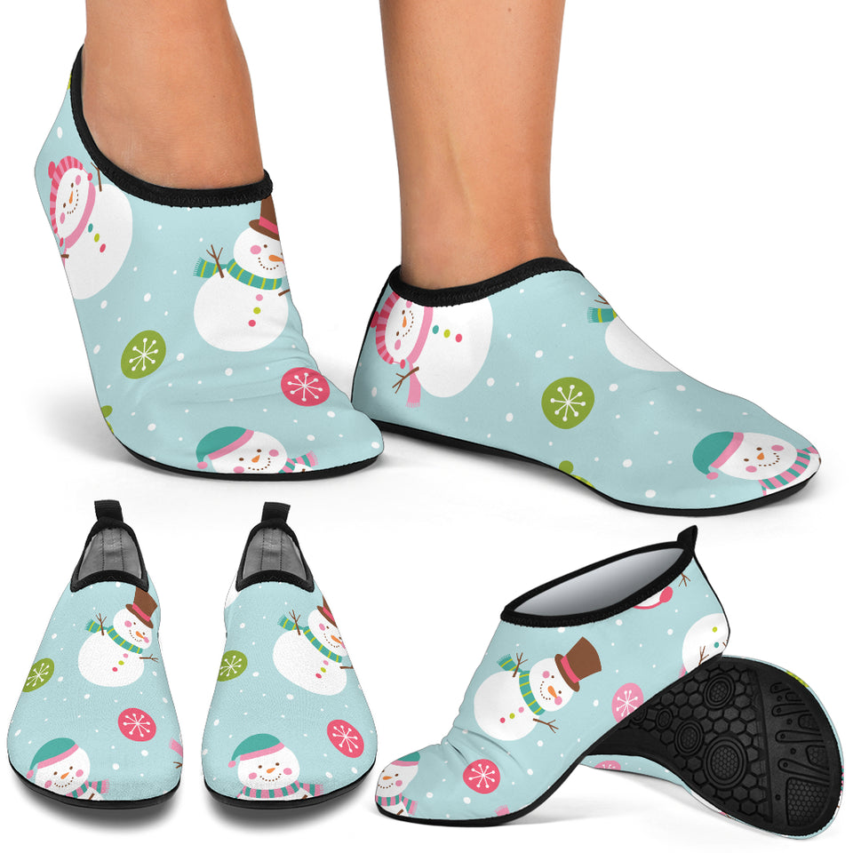 Cute Snowman Snowflake Pattern Aqua Shoes