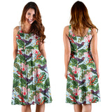 Hummingbird Pattern Print Design 05 Sleeveless Midi Dress