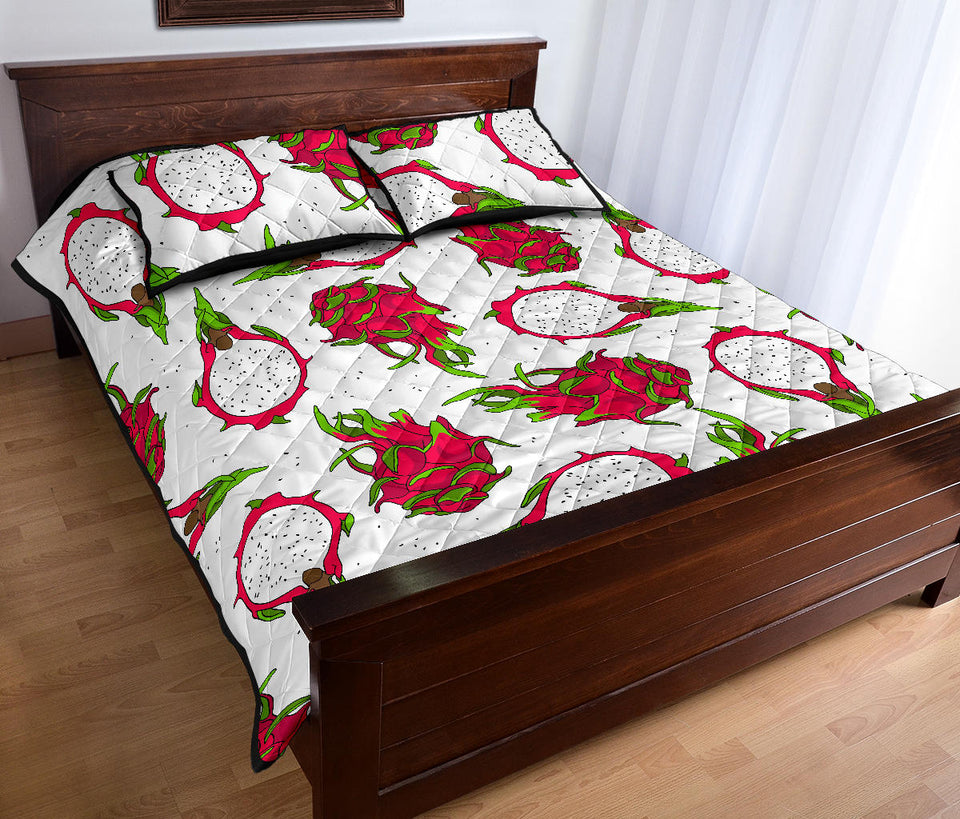 dragon fruits white background Quilt Bed Set