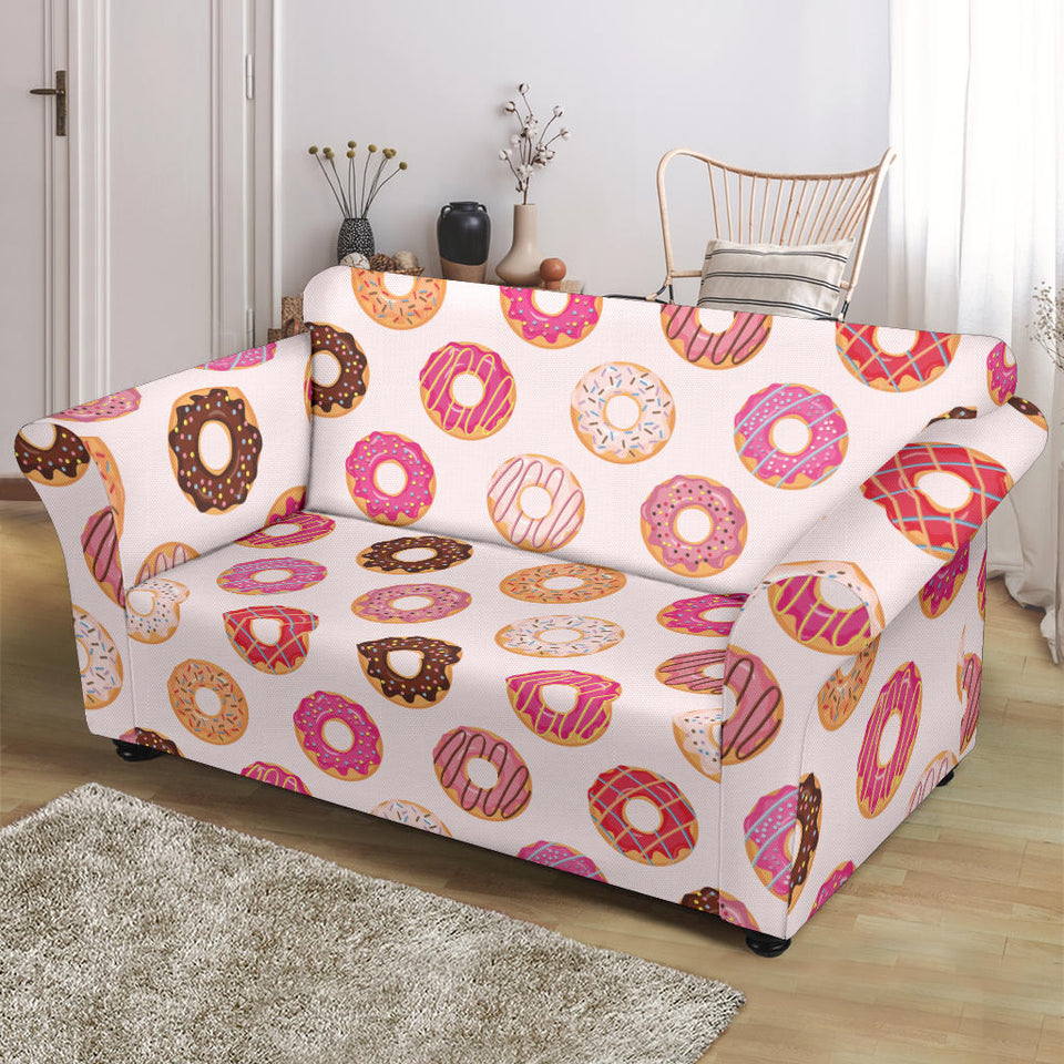 Colorful Donut Pattern Loveseat Couch Slipcover