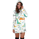 Cute Funny Kids Dinosaurs Pattern Women'S Hoodie Dress