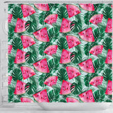 Watermelons Tropical Palm Leaves Pattern Shower Curtain Fulfilled In US
