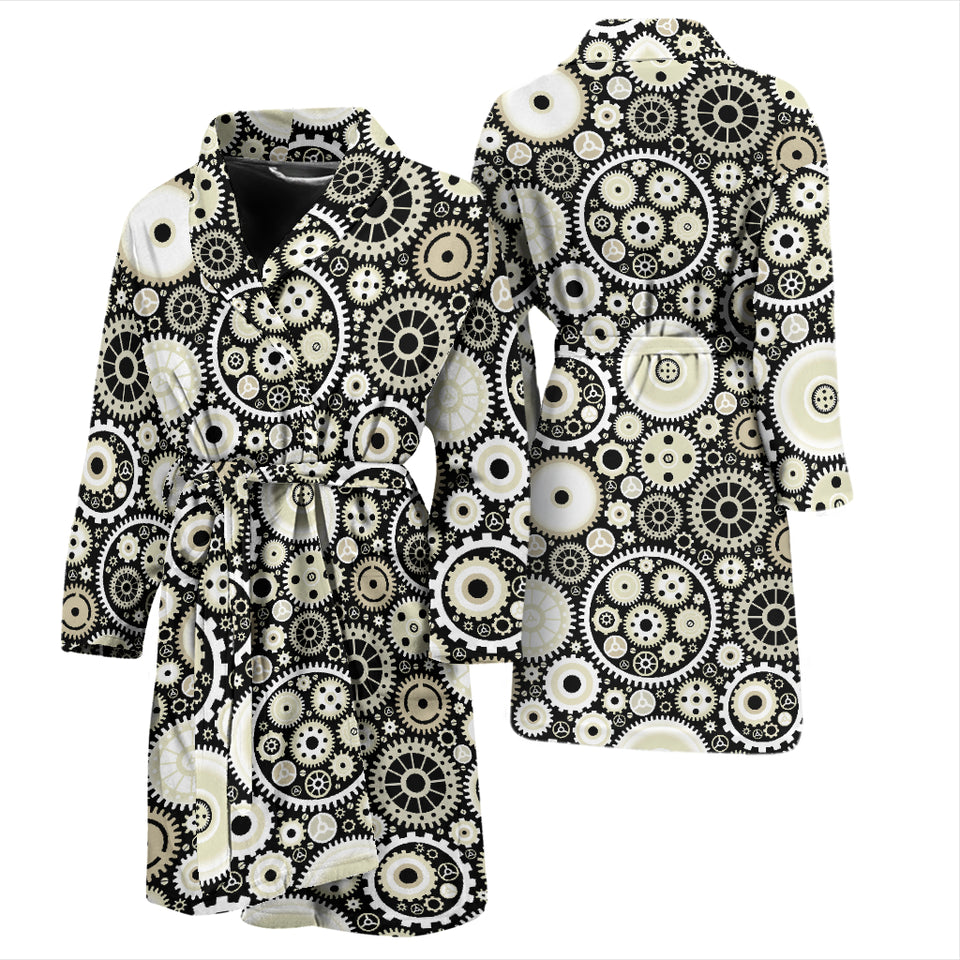 Gear Pattern Print Design 02 Men's Bathrobe