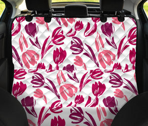 Pink Sketch Tulip Pattern Dog Car Seat Covers