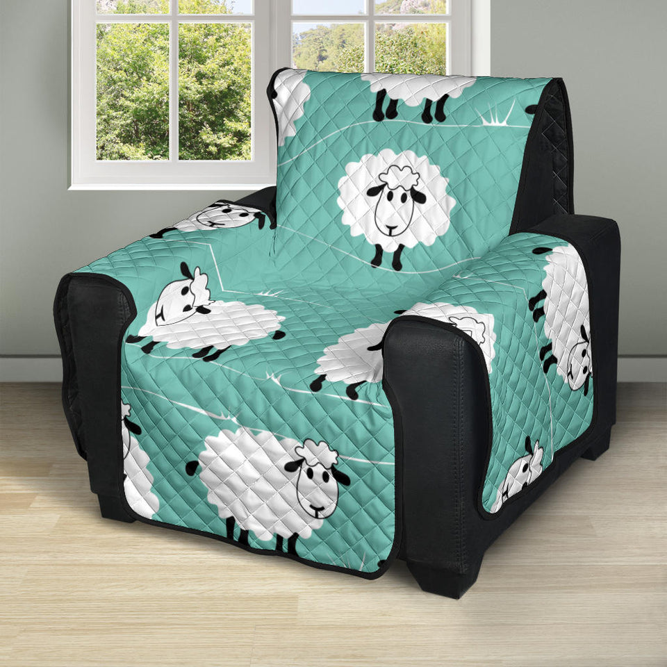 Cute sheep green background Recliner Cover Protector