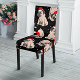 Christmas Pugs Santa_S Red Cap Pattern Dining Chair Slipcover