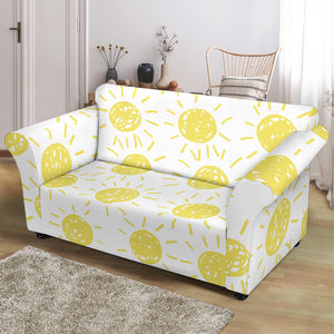 Hand Drawn Sun Pattern Loveseat Couch Slipcover