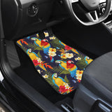 Colorful Parrot Flower Pattern Front And Back Car Mats