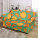 Orange Fruit Pattern Green Background Loveseat Couch Slipcover