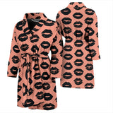Lips Pattern Print Design 02 Men's Bathrobe