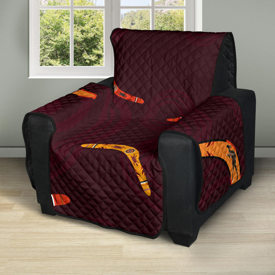 Boomerang Australian aboriginal ornament circle black background Recliner Cover Protector