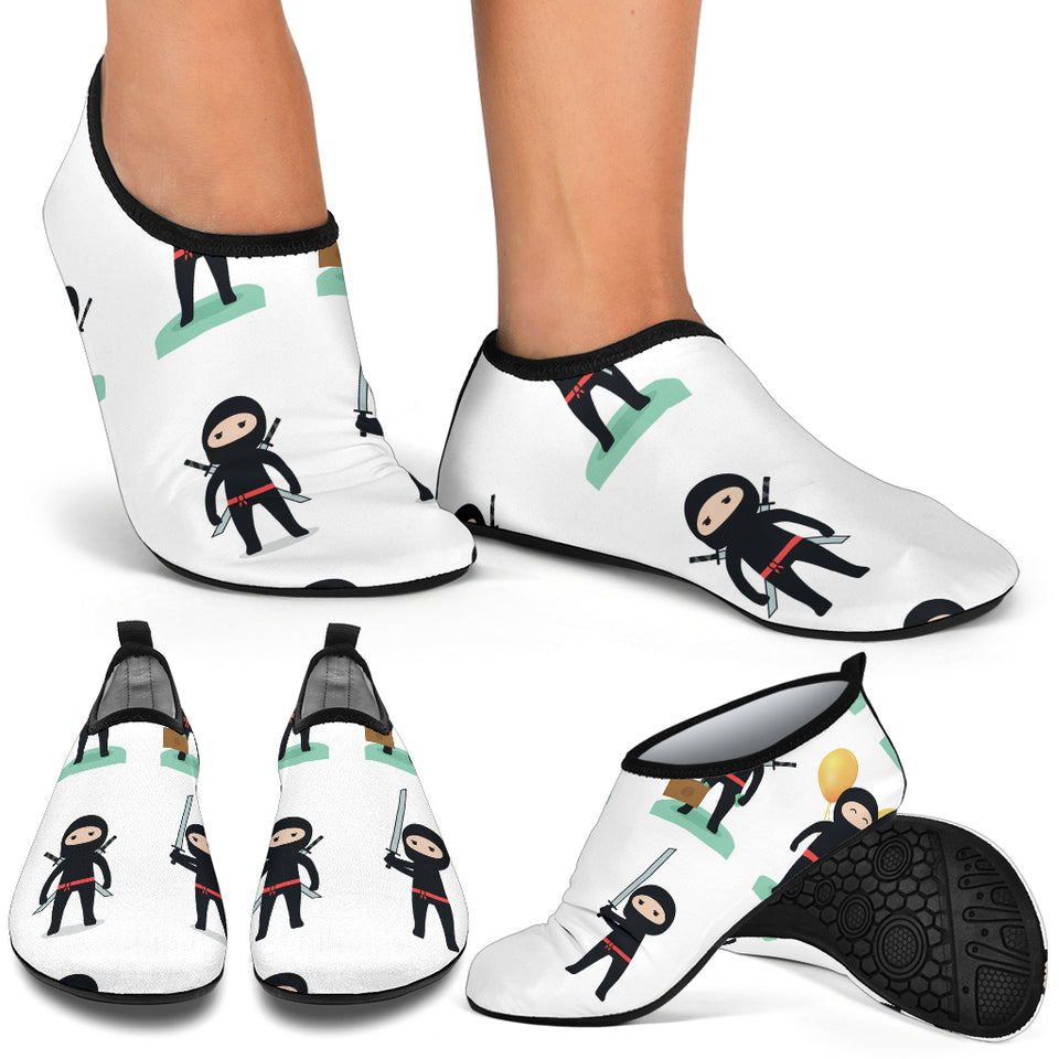 Cute Ninja Katana Sword Pattern Aqua Shoes