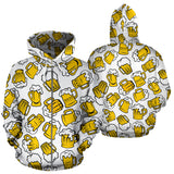 Beer Design Pattern Zip Up Hoodie