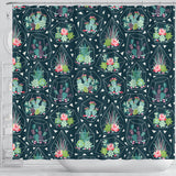 Cactus Glass Terrarium Pattern Shower Curtain Fulfilled In US