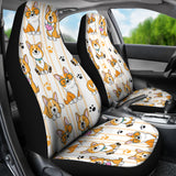 Cute Dog Corgi Striped Background Pattern Universal Fit Car Seat Covers