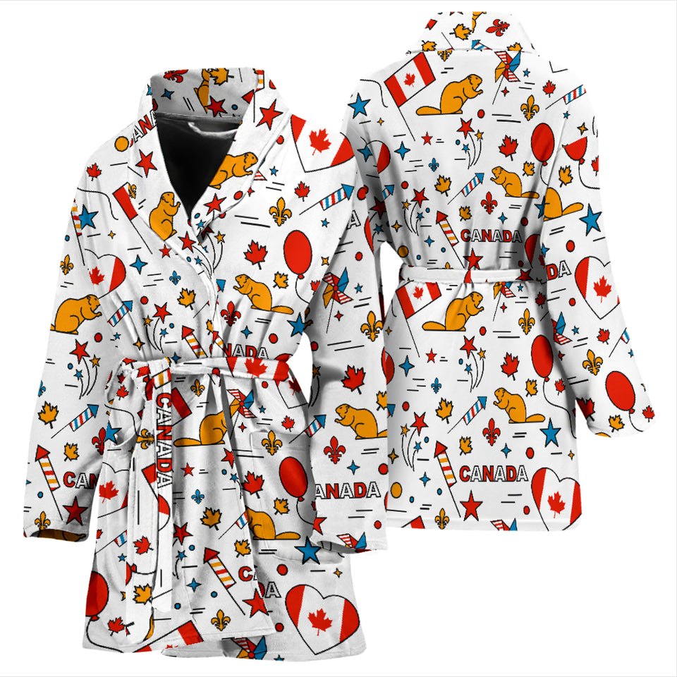 Canada Pattern Print Design 03 Women's Bathrobe