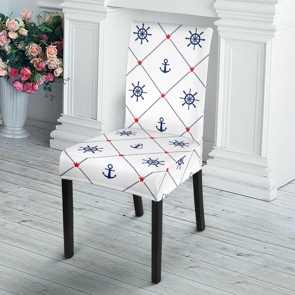 Anchor Rudder Nautical Design Pattern Dining Chair Slipcover