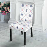 Anchor Rudder Nautical Design Pattern Dining Chair Slipcover