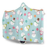 Cute Snowman Snowflake Pattern Hooded Blanket