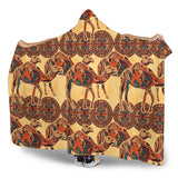 Camel Polynesian Tribal Design Pattern Hooded Blanket