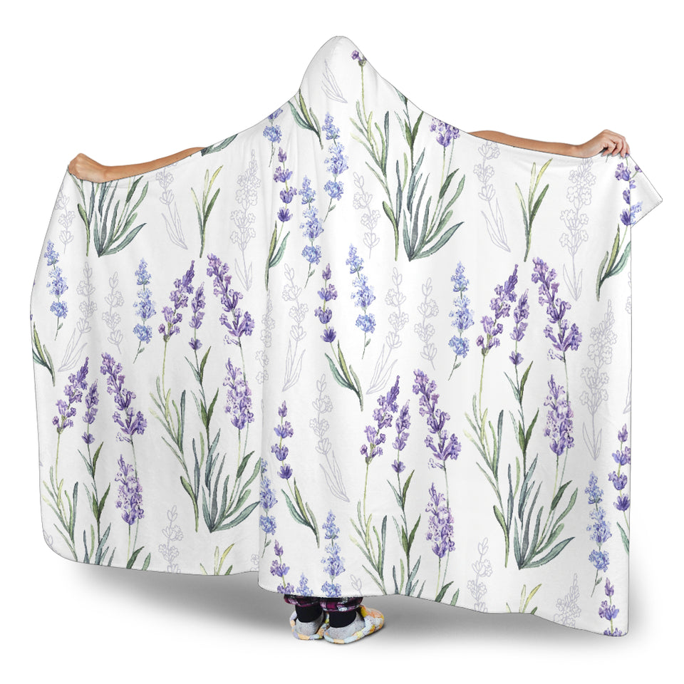 Hand Painting Watercolor Lavender Hooded Blanket