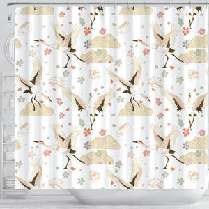 Beautiful Japanese Cranes Pattern Shower Curtain Fulfilled In US