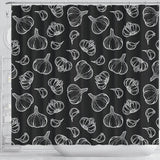 Garlic Pattern Black Background Shower Curtain Fulfilled In US