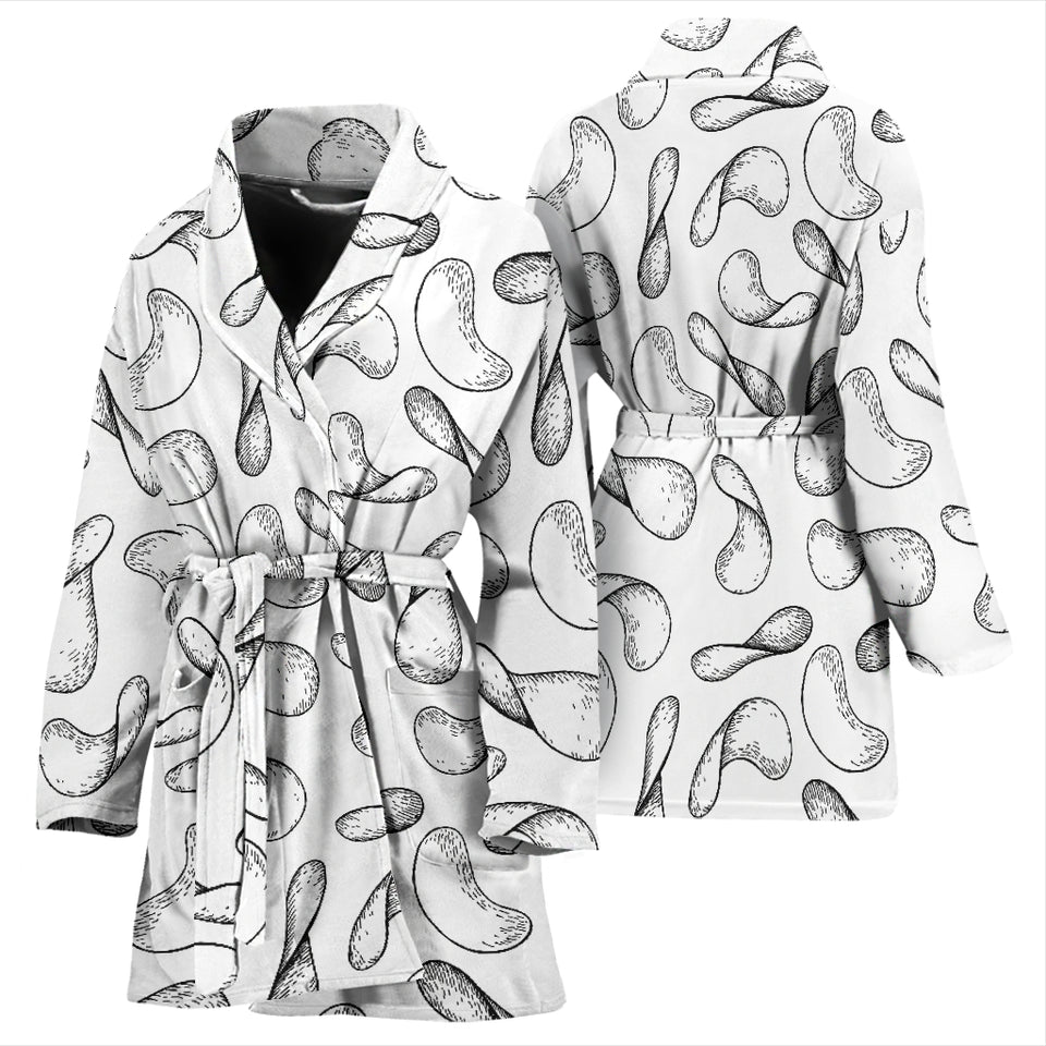 Potato Chips Pattern Print Design 04 Women's Bathrobe