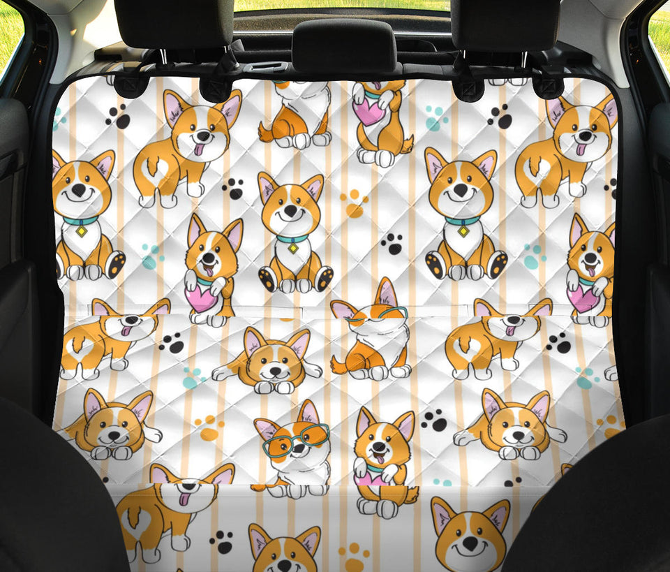 Cute Dog Corgi Striped Background Pattern Dog Car Seat Covers
