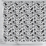 Crow Dark Floral Pattern Shower Curtain Fulfilled In US