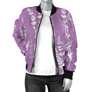 Lavender Flowers Purple Pattern Women'S Bomber Jacket