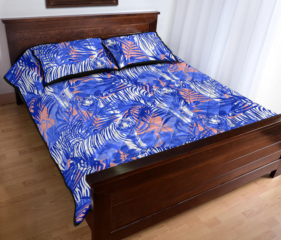 white bengal tigers pattern Quilt Bed Set