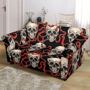 Red Snake Skull Pattern Loveseat Couch Slipcover