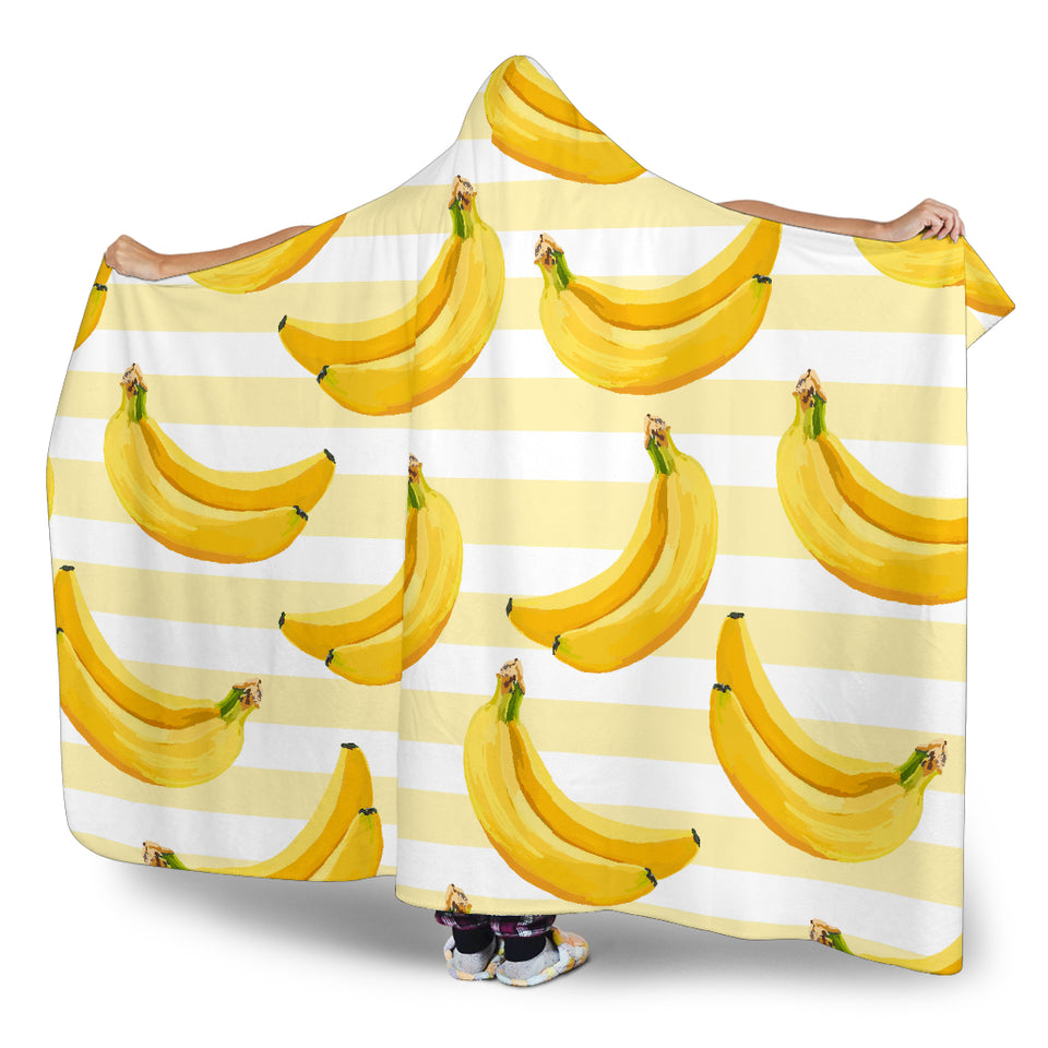Banana Pattern Blackground Hooded Blanket