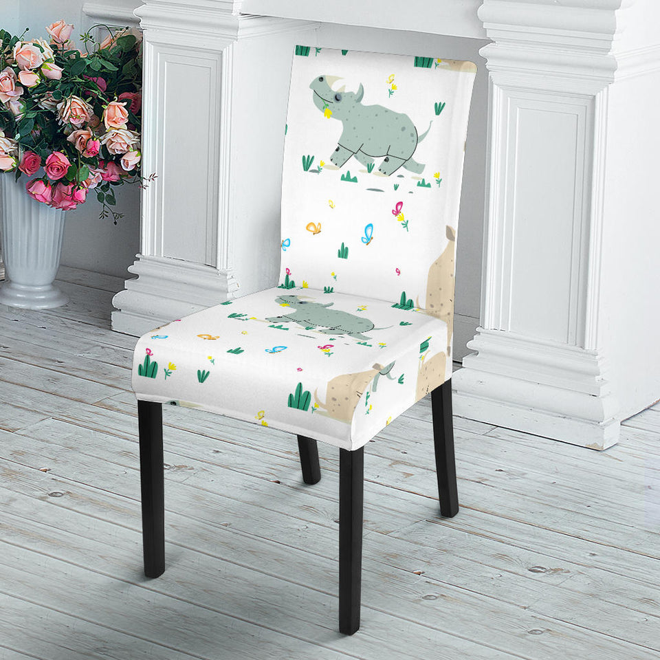 Cute Rhino Pattern Dining Chair Slipcover