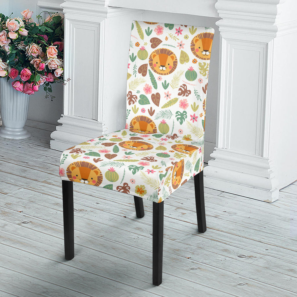 Lion Pattern Print Design 04 Dining Chair Slipcover