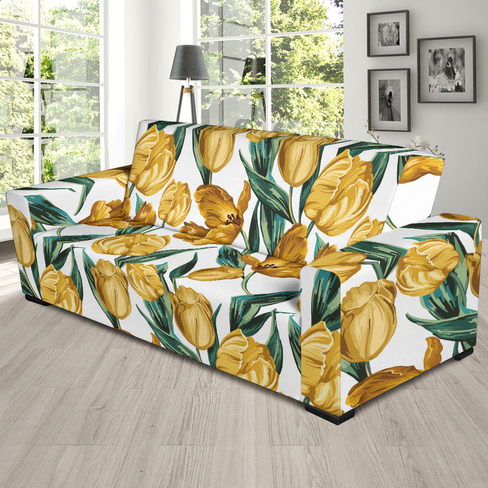 Yellow Tulips Pattern Sofa Slipcover