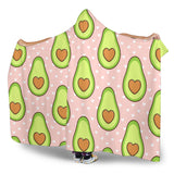 Avocado Heart Pink Background Hooded Blanket