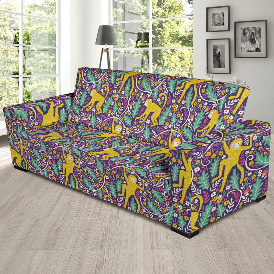 Cute Yellow Monkey Leaves Pattern Sofa Slipcover