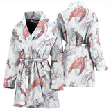 Watercolor Sea Turtle Jellyfish Pattern Women'S Bathrobe