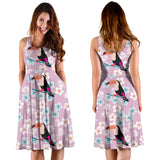 Beautiful Toucan Flower Leavessleeveless Midi Dress