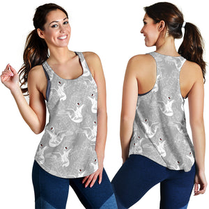 white swan gray background Women Racerback Tank Top