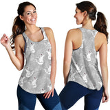 white swan gray background Women Racerback Tank Top