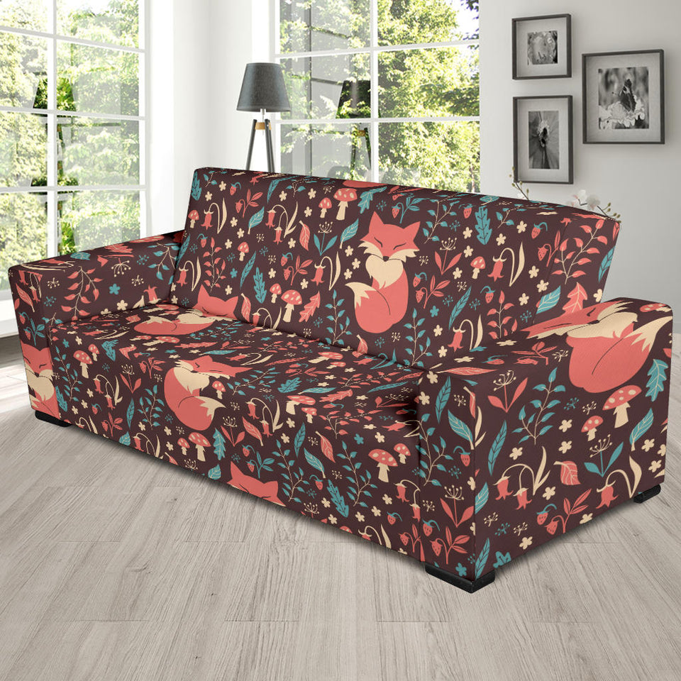 Fox Leaves Mushroom Pattern Sofa Slipcover