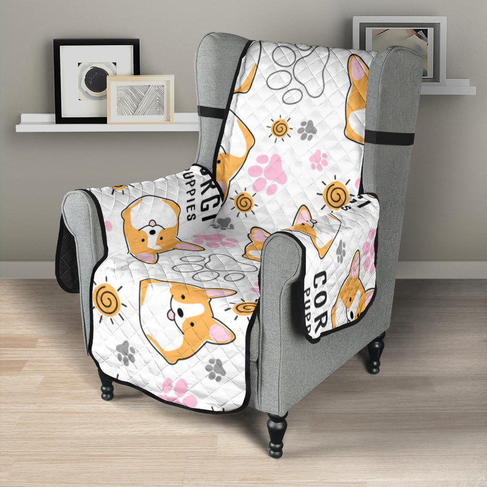 Corgi Dog Pattern Chair Cover Protector