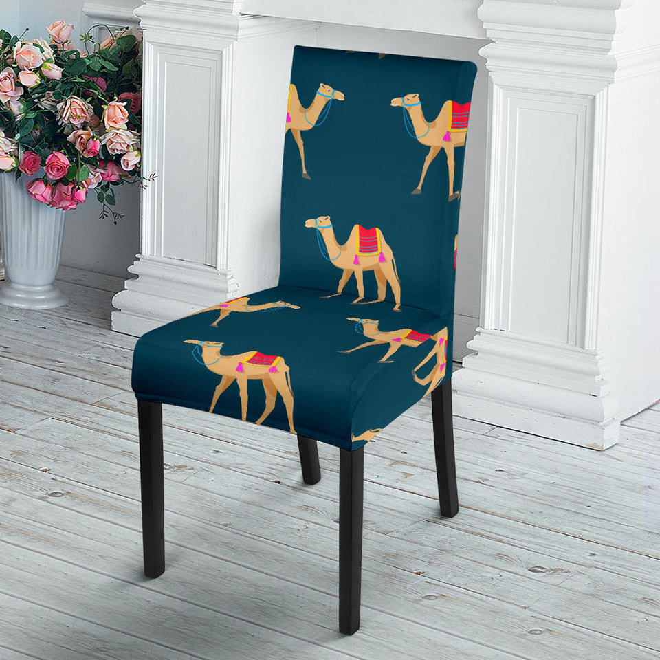 Camel Pattern Blue Blackground Dining Chair Slipcover