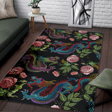 Dragons Flower Pattern Area Rug